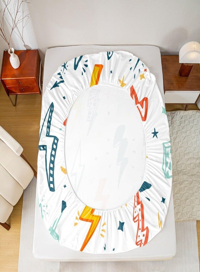Homewish Cartoon Flashing Lightning Fitted Sheet Twin Size Videos Games Bedding Set 2Pcs for Kids Boys Girls Teens Bedroom Decor Colorful Lightning Bed Sheet Modern Fashion Deep Pocket Sheet,1 Pillowcase - Image 5